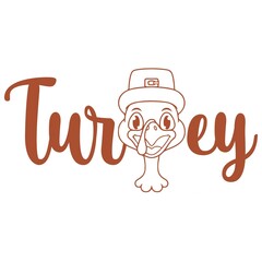 Turkey Thanksgiving clip art design on plain white transparent isolated background for card, shirt, hoodie, sweatshirt, apparel, card, tag, mug, icon, poster or badge