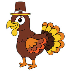 Turkey Thanksgiving clip art design on plain white transparent isolated background for card, shirt, hoodie, sweatshirt, apparel, card, tag, mug, icon, poster or badge