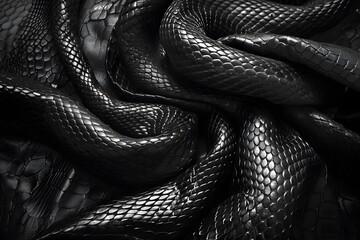 Fototapeta premium Elegant Black Snake Skin Textures in Intricate Patterns