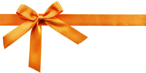 a orange ribbon with a bow isolated on a white background.AI GENERATED
