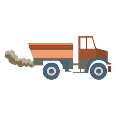 Car truck exhaust in flat design. Environmental air pollution with harmful gas. Vector illustration isolated.