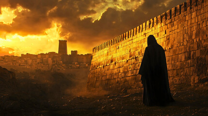 The watchman standing at the city wall, Ezekiel’s prophetic warning of coming judgment.