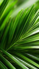 Close-Up of Green Palm Leaves with Natural Texture	