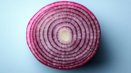 Slice of red onion showing concentric rings
