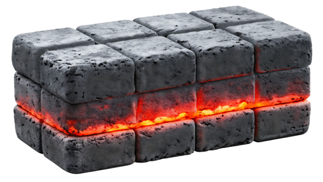a stack of lava bricks isolated on white background.AI GENERATED