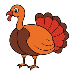 Turkey Thanksgiving clip art design on plain white transparent isolated background for card, shirt, hoodie, sweatshirt, apparel, card, tag, mug, icon, poster or badge