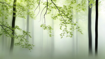 Obraz premium Mist Blanketed Forest at Dawn