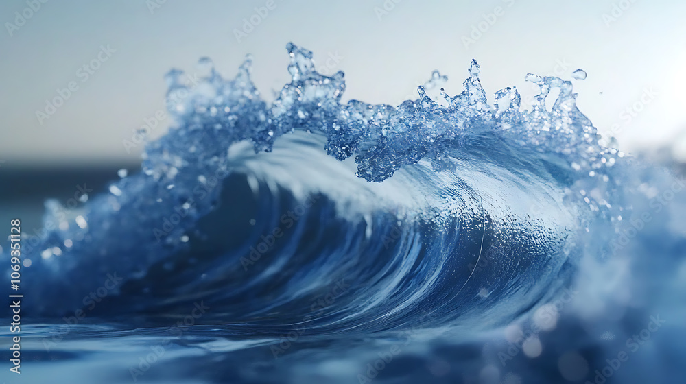Poster animation with wave object in motion made