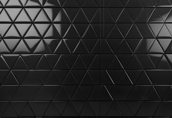 Fototapeta premium Polished semigloss wall with triangular tiles and 3D black blocks created with generative AI