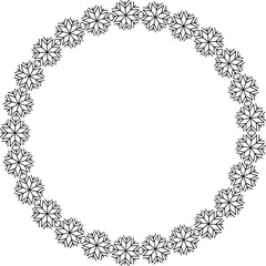 Snowflake circle frame. Winter snowflake round border.