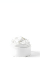 Cosmetic pot with body, face cream. Realistic packaging mockup template with golden cap. Isolated on white.	Jar made of glass isolated with white highlights, png