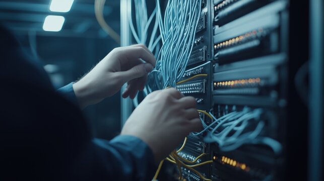 Engineer working on quantum computer components for advanced technology design