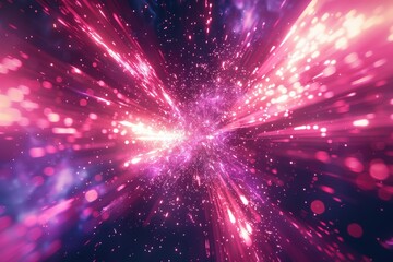 Fototapeta premium Pink and White Light Streaks with Glitter in the Dark