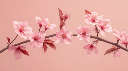 Obraz premium Delicate pink cherry blossoms against a soft pastel background