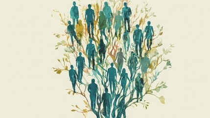 Illustration of people as tree branches; nature-inspired community concep