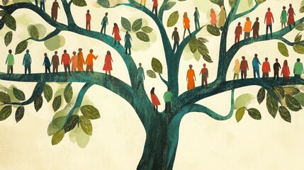 Illustration of people as tree branches; nature-inspired community concep