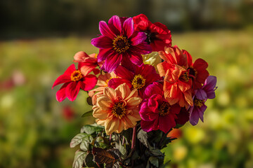 Beautiful bouquet of Dahlia flowers, Dutch cultivation.