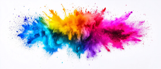 Fototapeta premium Vibrant Rainbow Color Explosion on White Background