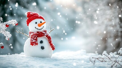 Festive background featuring a snowman in a winter setting.