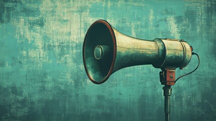 Megaphone broadcasting important news; vector illustration
