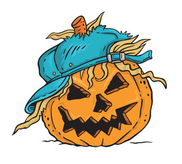 Editable vector illustration of Halloween pumpkin in cartoon style. Fun and casual art.
