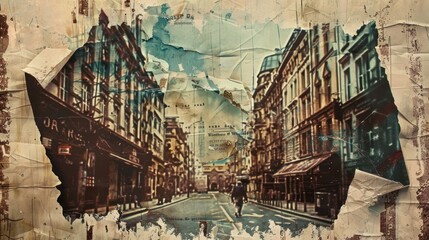 Naklejka premium Textured surface of crumpled and torn posters on urban streets, AI generated image