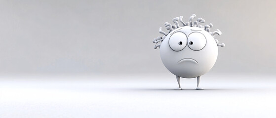 Worried Cartoon Character with Big Eyes and Spiky Hair