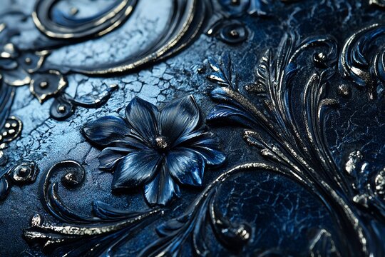 Bleu saphir brillant avec textures m&eacute;talliques subtiles pour une touche royale..