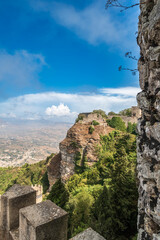 Panoramic View over Sicilian Coastline from the city of Erice, Italy