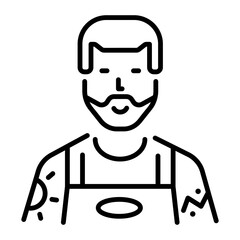 A linear icon of a tattoo artist