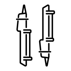 A linear icon of a poking tool for crafting.