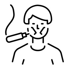 A linear icon of a person getting a face tattoo