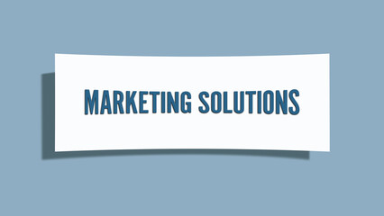 Marketing Solutions. A card isolated on blue background.