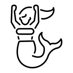 A linear icon of a mermaid tattoo design