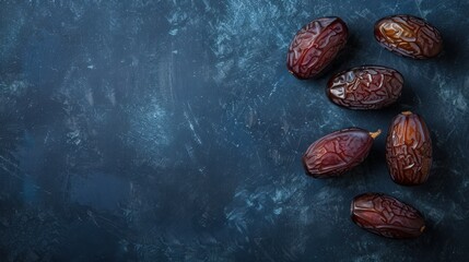 Rich and delicious dates on a ceramic table with copy space, AI Generated image