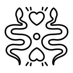 Snake tattoo icon in linear style 