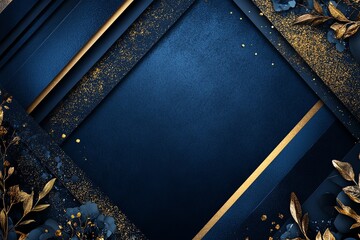 Fototapeta premium Bleu nuit avec textures métalliques et accents géométriques brillants..