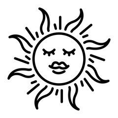 A line icon of sun tattoo 