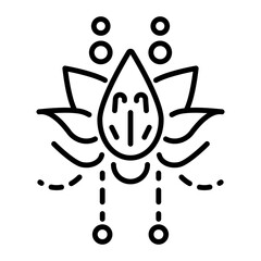 Lotus flower tattoo icon in linear style 