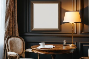 Frame on Table with Accessories.AI Generation