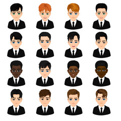 Portraits of multiracial children or adolescent students in suits