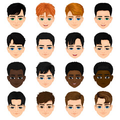 heads or faces of children or adolescents of different races