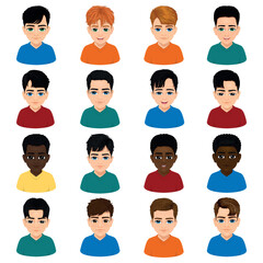 Portraits of human heads of children or adolescents of different races