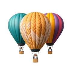 Fototapeta premium Colorful Hot Air Balloons Floating on Transparent Background