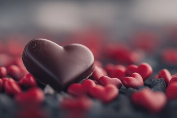 Obraz premium A sweet treat surrounded by tiny red hearts