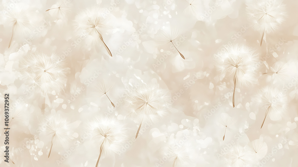 Aufkleber dandelion fluff background for aesthetic minimalism style background, beige, neutral and pastel colo