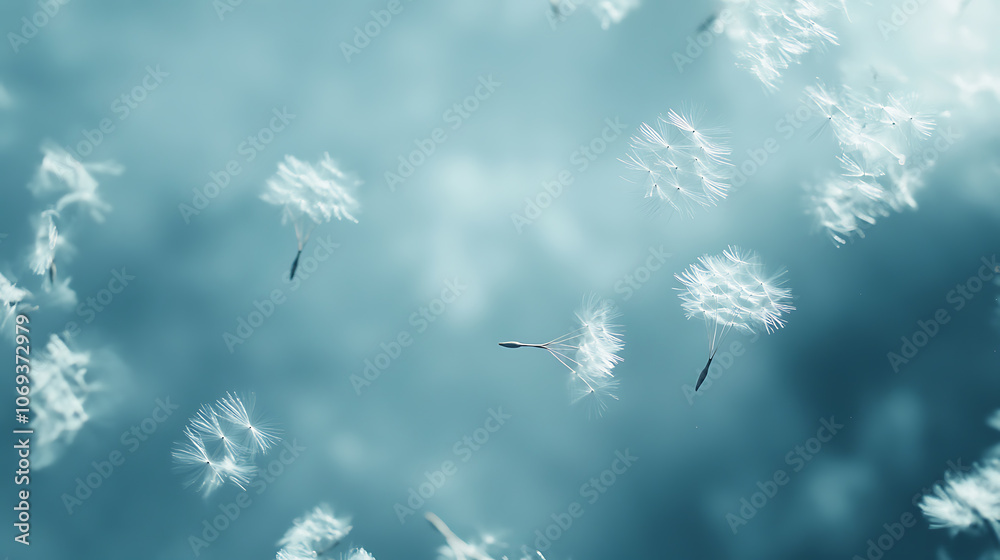 Poster dandelion fluff background for aesthetic minimalism style background, beige, neutral and pastel colo