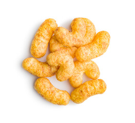 Puffed crispy Peanut flips isolated on white background.