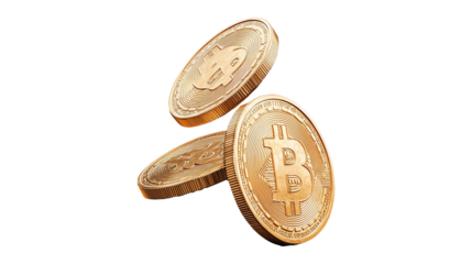 Bitcoin Coins Stacked on Transparent Background