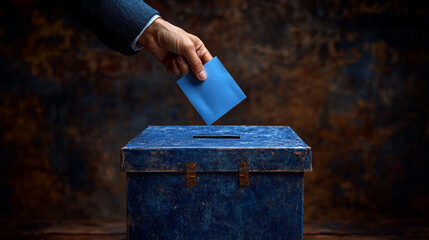 Voting Process: Hand Putting Ballot into Box Concept of voting and the importance of participating in the democratic process